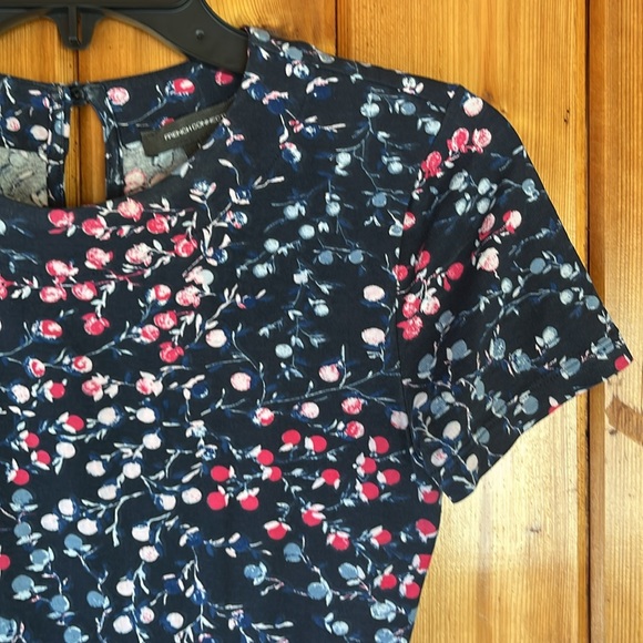 Blue Floral French Connection Body Con Dress Size 4 - Picture 2 of 6